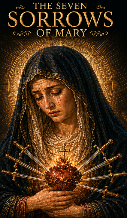 Our Lady of Sorrows — the Blessed Virgin Mary, her heart pierced by seven swords